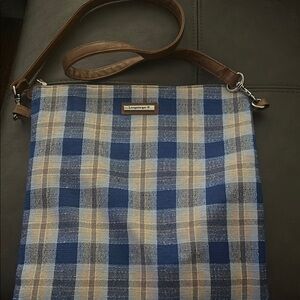 Longaberger Blue‎ and Cream Plaid Shoulder Bag